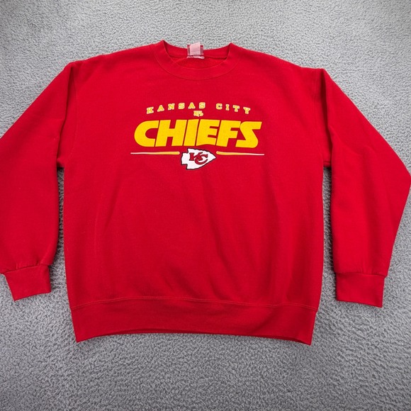 NFL Other - Vtg NFL Kansas City Chiefs Mens Large Red Graphic Crew Neck Sweatshirt